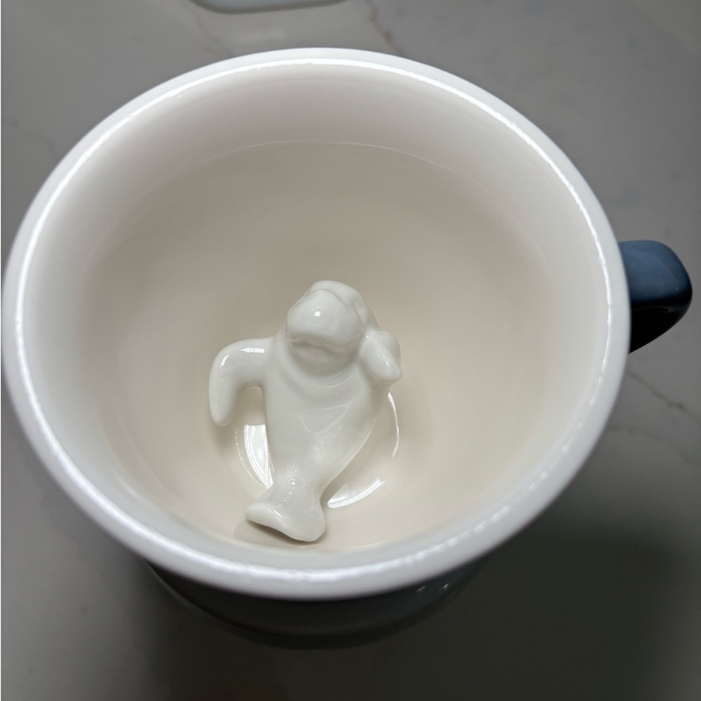 Creature Cups Cute Baby Manatee 3D Blue/Gray & White Ceramic Coffee Cup Mug